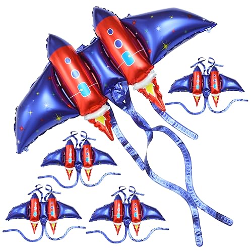 Vaguelly 5 Stück Cosplay -Kostüm Geburtstag Flügelfolie Ballonflügel Party groß ballon set luftballons set Folienballon ballonset Raketenfliegende Ballons Weltraumballon Aluminiumfolie von Vaguelly