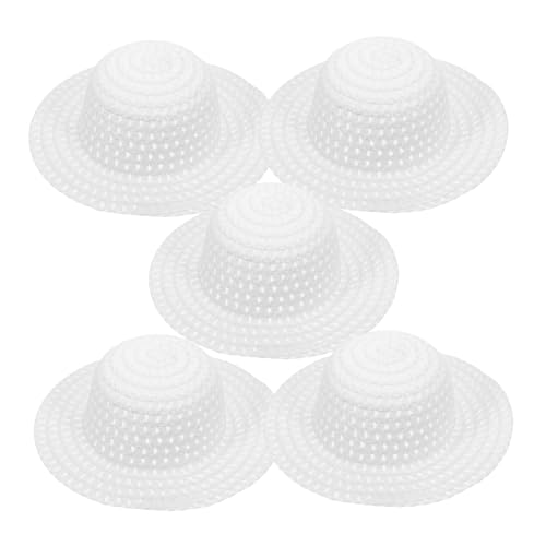 Vaguelly 5 Stück Malhut DIY Hüte Strohhüte Für Kleinkind Stroh Sonnenhut Puppenhüte Hut Für Mini Strohhüte Zum Basteln Kinderkappe Derby Hüte Für Mädchen Kappen Weiß von Vaguelly