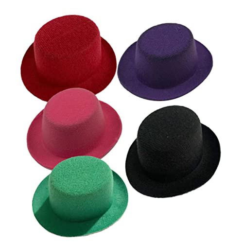Vaguelly 5 Stück Mini Zylinder Mini Puppenhüte Mini Hüte Partyhut Mini Miniatur Accessoires Miniatur Hüte Puppenzubehör Hut Winzige Hüte Miniaturen Miniatur Puppenhüte Stoff von Vaguelly