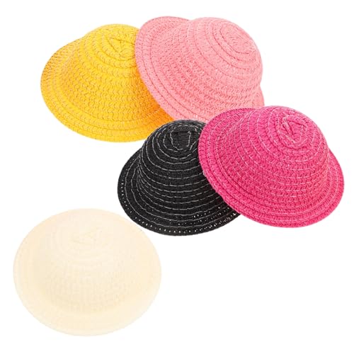 Vaguelly 5 Stück Miniatur Puppenhüte Teiliges Handgewebte DIY Accessoires für Puppen Leichte Atmungsaktive Hüte im Blattmuster Vielseitige Dekoration für Verschiedene Puppenarten von Vaguelly