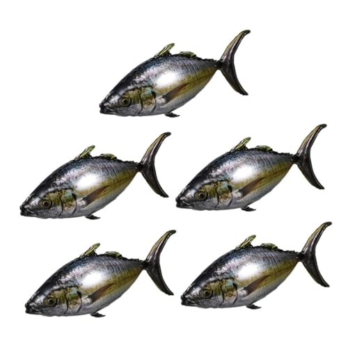 Vaguelly 5 Stück Teiliges Aufblasbare Thunfisch ballons aus Aluminiumfolie Lebensechte Meerestier dekoration für Meeres Strand Angel motto partys Wiederverwendbar Farbenfrohes Design für von Vaguelly
