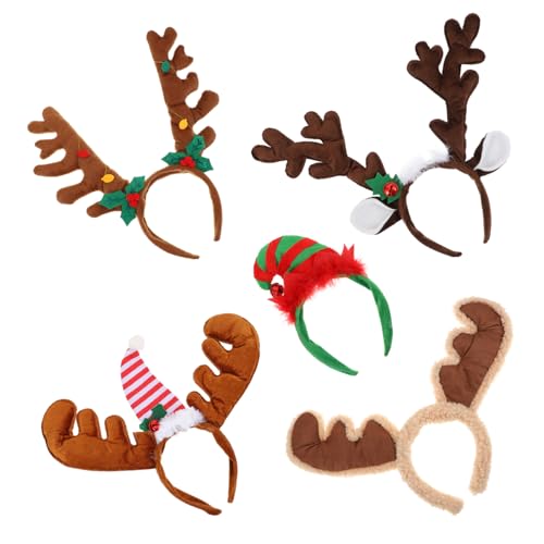 Vaguelly 5 Stück Teiliges Weihnachts Stirnband Leichtes Sicheres Kostüm Haarband Modischer Kopfschmuck für Erwachsene Festliches Haar Accessoire für Weihnachtsfeiern und Mottopartys von Vaguelly