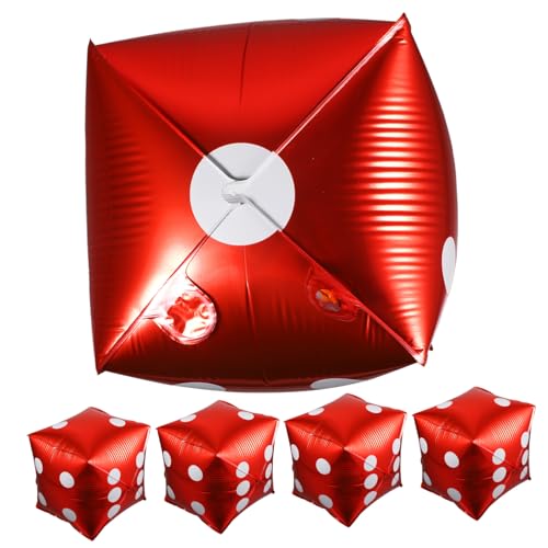 Vaguelly 5 Stück Teiliges Würfel Folienballons Rot Partydeko Poker Themenparty Selbstsiegelnd Elegante Optik für Wand Fenster Tisch Dekoration Feier Spielspaß von Vaguelly