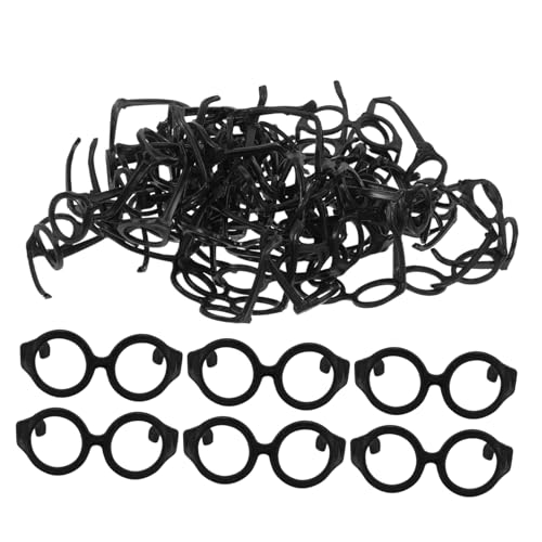 Vaguelly 50 Stück Puppenbrille Babypuppenkleidung Mädchen Leichte Brille Damen Zubehör Für Babypuppen Miniatur Puppenhaus Puppe Verkleiden Zubehör Puppenzubehör Plastik Black von Vaguelly