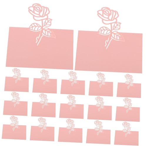 Vaguelly 50 Stück Teiliges Tischkärtchen Hochzeit mit Rosa Perlmutt finish Rosenmuster und Beschriftbarer Oberfläche Elegante Platzkarten für Hochzeit Empfang und Festliche Sitzordnung von Vaguelly