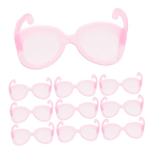 Vaguelly 50 Stück kleine Puppenbrille kunststoffgläser Puppen Puppen Brillen Bastelbedarf Minibrille für Puppen unser Puppensonnenbrille aus Plastik Puppen-Foto-Requisiten Rosa von Vaguelly