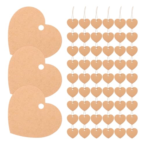 Vaguelly 500 Stück herzförmige Etiketten, Bastelanhänger mit Schnur, blanko, Geschenkanhänger in Herzform, für DIY-Projekte, Hochzeitsfeier, Gastgeschenke, Dekorationen von Vaguelly