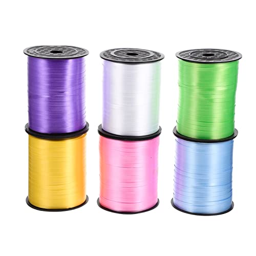 Vaguelly 6 Rollen Bunte Curling Bänder Yards Dekoratives Geschenkband für Ballonbindung Party Dekoration Bastelbedarf Weiß Gelb Grün Hellblau Lila von Vaguelly