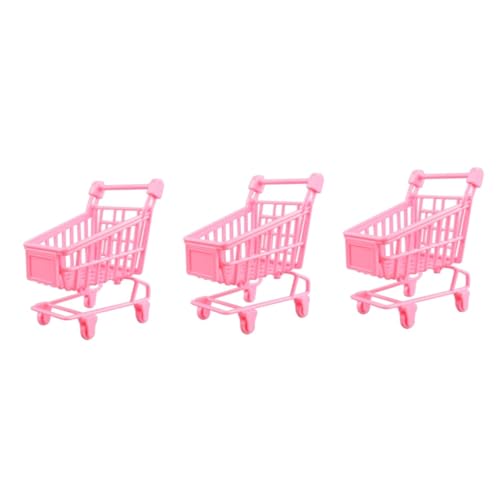 Vaguelly 6 Stk Einkaufswagen-Ornamente spielzeug für kinder kinderspielzeug pink Kuchendekoration Mini-Supermarkt-Handwagen Ornamente Warenkorb Tischschmuck Mädchen Dekorationen Puppe Rosa von Vaguelly