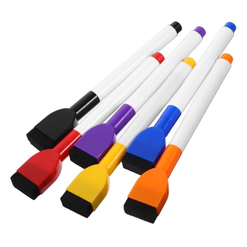 Vaguelly 6 Stück Abwischbare Whiteboard Marker mit Radiergummi Farbenfrohe Zeichnungsstifte für Kreative Projekte für Schule Büro Zuhause von Vaguelly