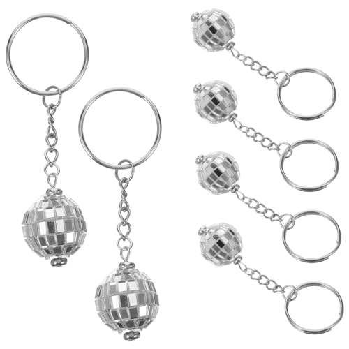 Vaguelly 6 Stück Disco-schlüsselanhänger Discokugel-schlüsselanhänger Party Zubehör Drinnen Ball Dekoration Mini Glänzend Sortiert Rave Schlüsselbunddekor Beutelversorgung Silver Plastik von Vaguelly
