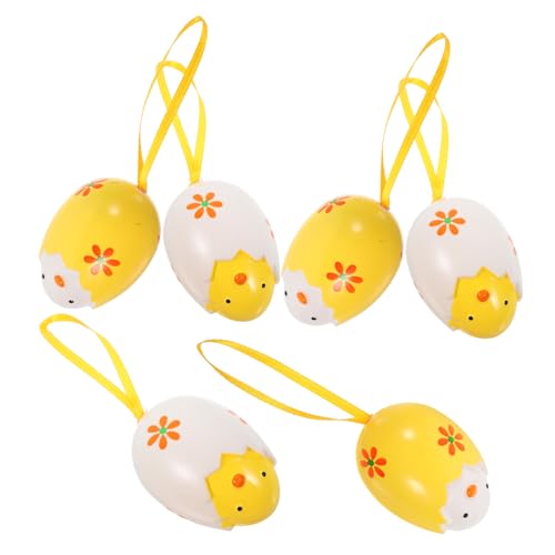 Vaguelly 6 Stück Eierschalen-küken-anhänger Party Dekoration Ostereier Aufhängen Hängende Ei-ornamente Osterszene Zum Aufhängen Osterei-verzierung Gastgeschenke Für Ostern Plastik Yellow von Vaguelly