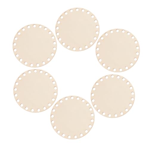 Vaguelly 6 Stück Holzkorbboden Blank Massiver Häkelkorb Holzsockel Korbböden Für Häkelsockel Korbflechtzubehör Unfertige Runde Holzwebsockel Stricksockel Khaki von Vaguelly