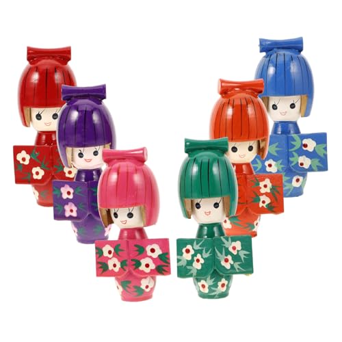 Vaguelly 6 Stück Kimono-Puppe traditionelle Kimonopuppe Dekorationen japanische Figuren japanische Samurai-Puppe Geisha-Puppe Japanisches traditionelles Handwerk hölzern von Vaguelly