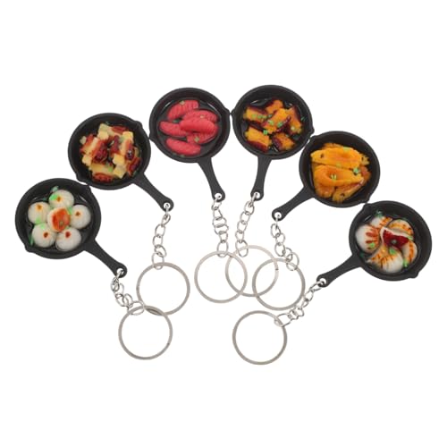 Vaguelly 6 Stück Mini Food Schlüsselanhänger mit Lustigen Pfannen-designs Handliche Mini Bag Charms für Taschen und Schlüssel Vielseitige Party Deko Anhänger Leicht und Kompakt als von Vaguelly