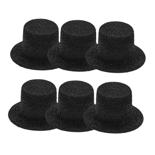 Vaguelly 6 Stück Mini-Hut Puppenhut Puppenfotografie Puppenkleidungszubehör Puppenmütze Niedlicher Hut winzig Miniatur Gewebte Wolle klein dekorativer Oberteil Mini-Tops-Hüte Eva-Tuch Black von Vaguelly