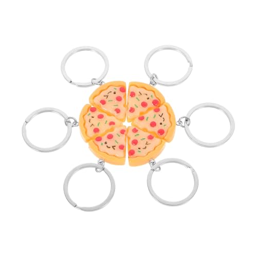 Vaguelly 6 Stück Realistischer Pizza Schlüsselanhänger aus Widerstandsfähigem Resin und Legierung Kreative Food design Anhänger als Taschen Schlüsselanhänger für Alltag Büro Party und von Vaguelly