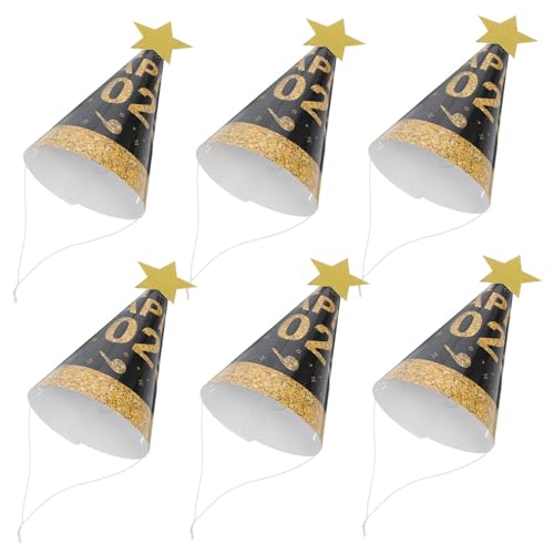 Vaguelly 6 Stück Teiliges Schwarz-goldenes Neujahr Partyhüte Festlich Elegant Modisch für Silvester und Jahreswechsel Feier Erwachsene von Vaguelly