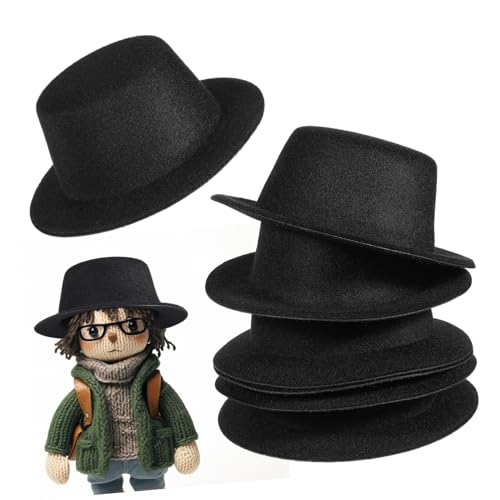 Vaguelly 6 Stück Teiliges Schwarze Puppenhüte Flacher Deckel Kreative Dekoration DIY Bastelbedarf für Schneemann Puppen und Festliche Wintermützen von Vaguelly