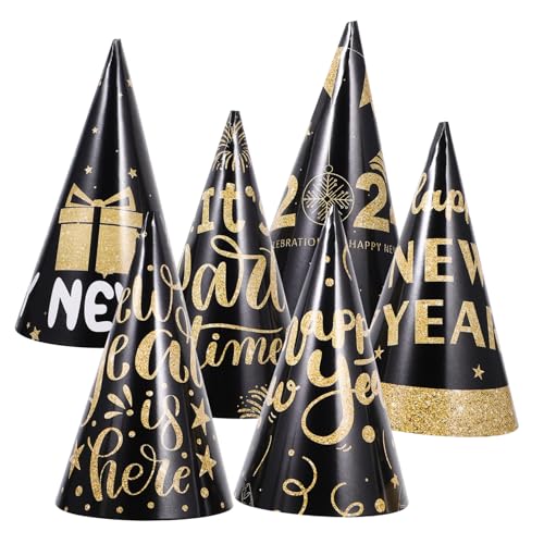 Vaguelly 6 Stück Teiliges Year Party Papierhüte Schwarz Gold mit Neujahrs Designs und Glückwünschen für Damen und Herren Leichte Bequeme Partyhüte für Silvesterfeiern Vaguelly 6 Stück Teiliges Year Party Papierhüte Schwarz Gold mit Neujahrs Designs und Glückwünschen für Damen und Herren Leichte Bequeme Partyhüte für Silvesterfeiern von Vaguelly