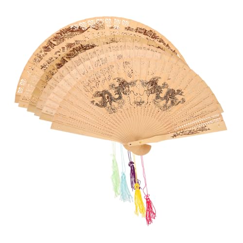 Vaguelly 6 Stück Vintage Handfächer aus Holz Dekorative Faltfächer mit Filigranem Design für Hochzeiten und Besondere Anlässe als für Freunde und Familie von Vaguelly