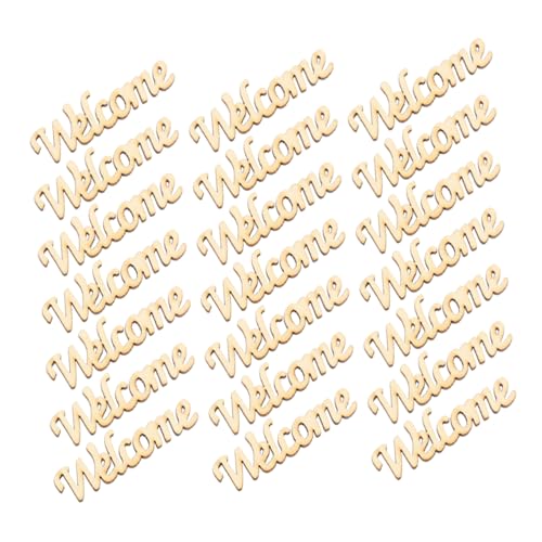 Vaguelly 60 Stück Kleines Holz Welcome Schild Unbehandelte Holzformen für DIY Basteln Malen und Dekorieren Natürliche Holzscheiben für Kreative Projekte und Heimdekoration von Vaguelly