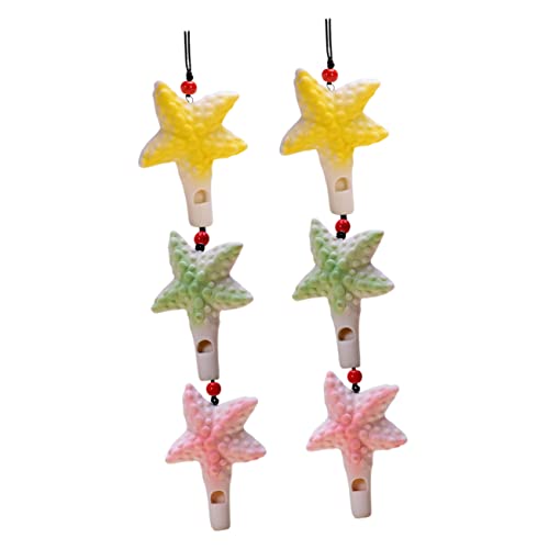 Vaguelly 6Pcs Seestern-Keramik-Pfeife kinderinstrumente musikinstrumente musikinstrument schlüsselanhänger laute Überlebenspfeife Blockflöteninstrument für von Vaguelly