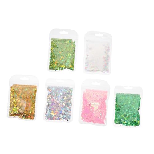 Vaguelly 6er Packungen Vierblättrige Kleeblatt Nagel Dekorationen DIY Epoxidharz Pailletten Verschiedenen Farben für Kreative Nagelkunst für Feste und Anlässe Leicht und Tragbar von Vaguelly