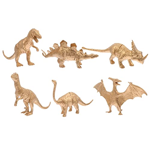 Vaguelly Kinderspielzeug 6st Goldenes Dinosauriermodell Wilde Plastiktiere Mini-dekor Desktop-Spielzeug Tischdekoration Modelle Miniaturtiere Figuren Spielzeuge Einstellen Kuchen Kind von Vaguelly