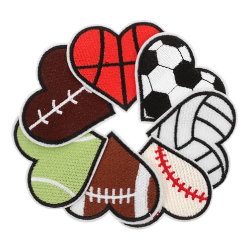 Vaguelly 7 Stück Teiliges Herzförmige Aufnäher Diy Stickerei Kleidung Patches für Jeansjacken Sportbälle Bastelprojekte und Reparaturen Bunte Dekorative Flicken für Kleidung von Vaguelly