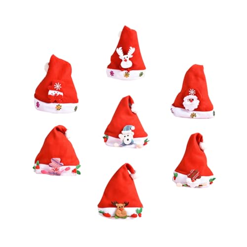 Vaguelly 7 Stück Teiliges Weihnachtsmützen Set mit Puppen Bunte Xmas Party Hüte für Jungen und Mädchen Weihnachtliche Nikolausmützen für Festliche Anlässe und Familienfeiern von Vaguelly