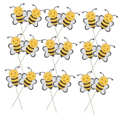 Vaguelly 72 Stück Teiliges Bienen Cupcake Dekor Niedliche Honigbienen Cake Toppers aus Schnelle Party-deko für Kindergeburtstage Babypartys und Themenfeiern Einfache Anwendung von Vaguelly
