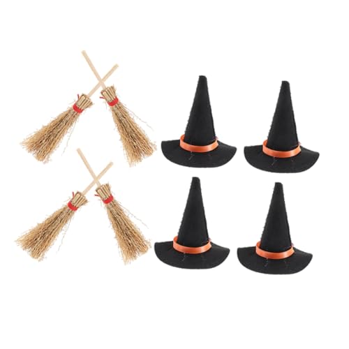 Vaguelly 8 Stück Miniature Hexenhüte und Besen Set Teiliges Woll Filz Set für Puppenhaus Dekoration für Halloween Partys und DIY Crafts Vielseitige Mini Ornamente für Kreative Gestaltung Vaguelly 8 Stück Miniature Hexenhüte und Besen Set Teiliges Woll Filz Set für Puppenhaus Dekoration für Halloween Partys und DIY Crafts Vielseitige Mini Ornamente für Kreative Gestaltung von Vaguelly