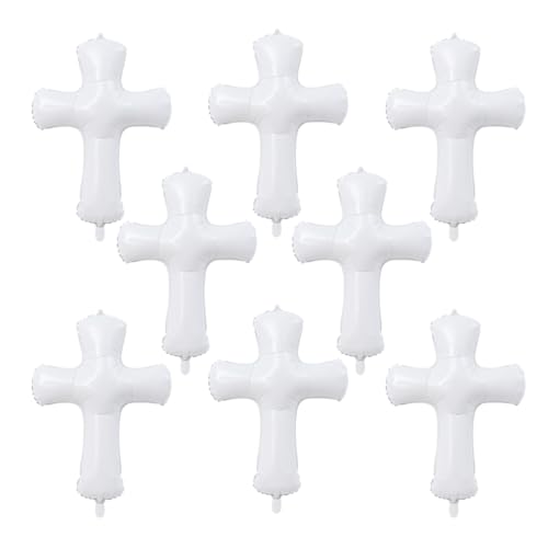 Vaguelly 8 Stück Taufballons taufgeschenke weiße ballons Attraktiver Ballon Folienballons Babyparty Luftballons für Junge erste Folienballon zur Babytaufe Taufen Kreuzballons Aluminiumfolie von Vaguelly