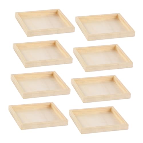 Vaguelly 8stücke Holztablett Für Blockpuzzles Kleines Tablett Aus Unbehandeltem Holz Quadratisches Puzzletablett Holztablett Zum Sortieren Montessori-tablett von Vaguelly