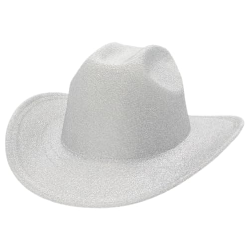 Vaguelly Cowgirl Hut aus Glitzer für Damen Westernstyle Partyhut Dekorativer Kostümhut für Cosplay Hochzeit Festival und Fotoshootings Weiß Vaguelly Cowgirl Hut aus Glitzer für Damen Westernstyle Partyhut Dekorativer Kostümhut für Cosplay Hochzeit Festival und Fotoshootings Weiß von Vaguelly