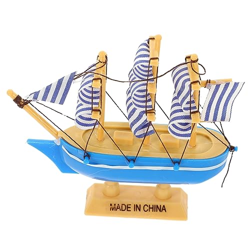 Vaguelly Dekorationen Thematisiert Küsten Ozeandekor Kuchen Party Segelbootdekor Nautische Wanddekoration Kleines Segelboot Modell Desktop-segelboot-dekoration Holzsegelboot Hölzern Blue von Vaguelly