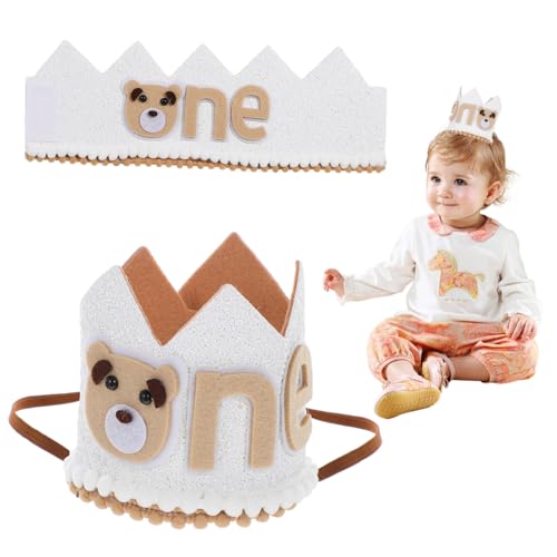 Vaguelly Erster Geburtstag Krone Hut für Bequeme Geburtstagskrone aus Weichem Material Elastischer Sitz Fotorequisit für Geburtstagsfeier Entzückendes Bärenmotiv Vaguelly Erster Geburtstag Krone Hut für Bequeme Geburtstagskrone aus Weichem Material Elastischer Sitz Fotorequisit für Geburtstagsfeier Entzückendes Bärenmotiv von Vaguelly