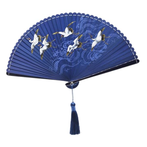 Vaguelly Faltbarer Handfächer aus im Klassischen Chinesischen Stil mit Kranichmotiv für Hochzeiten Partys Tanzaufführungen Dekoratives Accessoire von Vaguelly