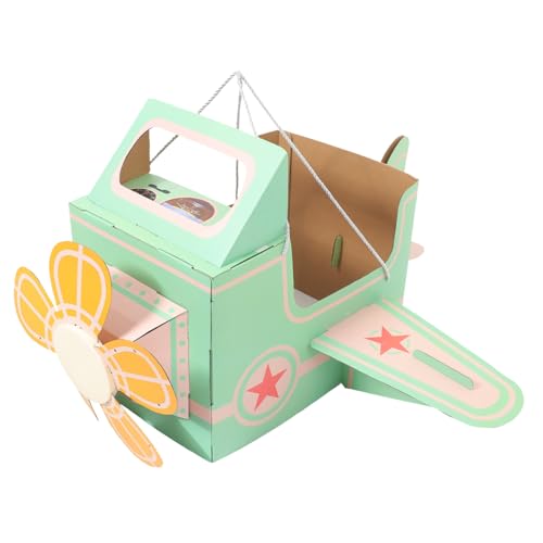 Vaguelly Flugzeugspielzeug Aus Pappschachtel Für Ebene Party Mit Bausätze Tragbares DIY-spielzeugflugzeug Kleinkind-flugzeugkostüm Kinderspielzeug Papier Light Green von Vaguelly