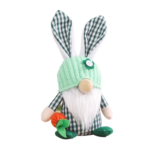 Vaguelly Gel Rudolph Puppe dekorative Kaninchenzwergpuppe Puppenschmuck zu Ostern Osterzwergpuppe entzückende Wichtelpuppe Desktop-Kaninchen-Zwergpuppe Plüsch Green von Vaguelly