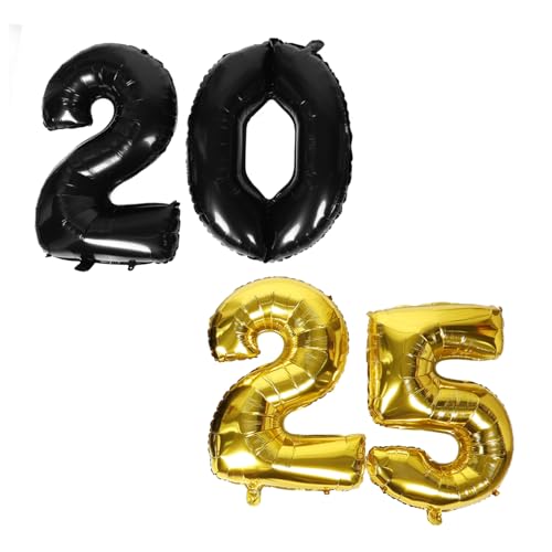 Vaguelly Große Zahlen Luftballons Silvester Dekoration Schwarz Gold Aluminium Folienballons für Neujahrsfeier Party Zubehör von Vaguelly