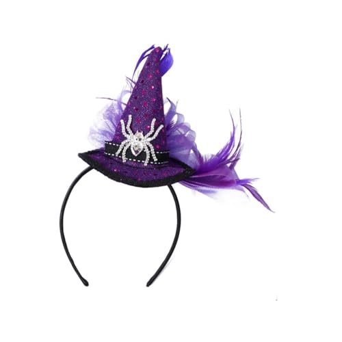Vaguelly Halloween Haarreif mit Spinnen Hexenhut Motiv Kreatives Partyzubehör Komfortabel und Sicher für Jungen und Mädchen für Halloween Feiern von Vaguelly