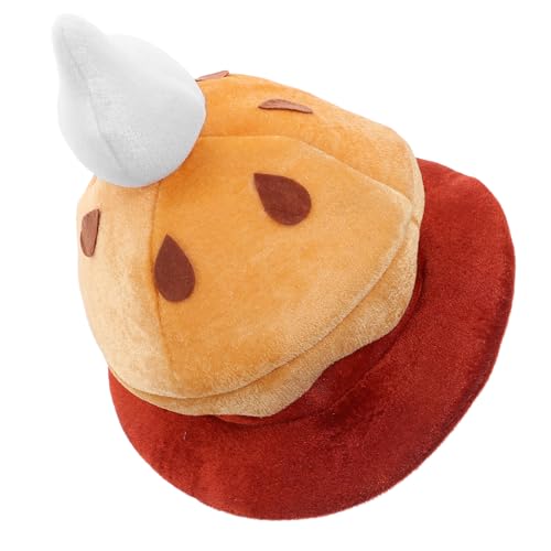 Vaguelly Halloween Kürbiskuchen Mütze Lustige Weiche Plüsch-kopfbedeckung mit Rundem Kürbiskuchen-design Vielseitige Party-Kopfbedeckung für Erwachsene und Teens für Halloween Weihnachten von Vaguelly