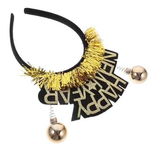 Vaguelly Happy Year Stirnband Glitzer Tiara Festliches Haarband für Erwachsene und Silvester Party Accessoire Feier Kopfschmuck von Vaguelly