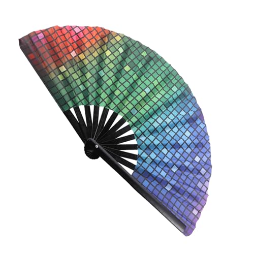Vaguelly Japanischer Fächer Handfächer Klappbar Dekorativ Faltfächer Handgefertigt Eleganter Tragbarer Deko Fan für Hochzeit Tanz Party Cosplay von Vaguelly