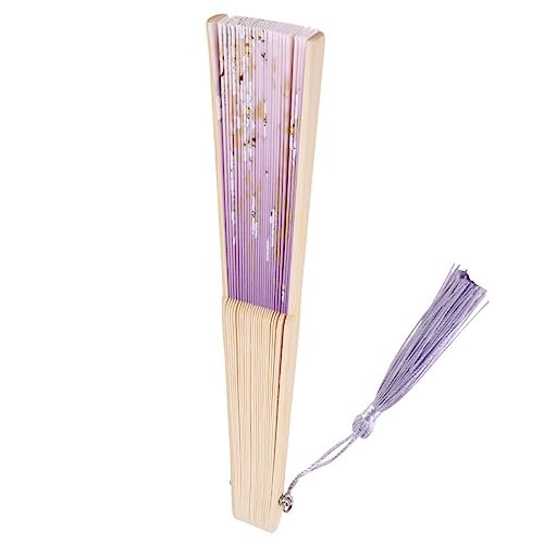 Vaguelly Japanischer Stil Faltfächer Handgefertigt Vintage Faltbarer Tanzfächer mit Floral Hintergrund für Party Hochzeit Dekoration von Vaguelly
