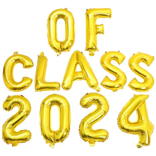 Vaguelly Klasse Von 2024 Goldene Folienballons Abschluss 2024 Luftballons Gold Große 2024 Zahlenballons Klasse Von 2024 Dekorationen Für Das Klassenzimmer Der Oberschule von Vaguelly