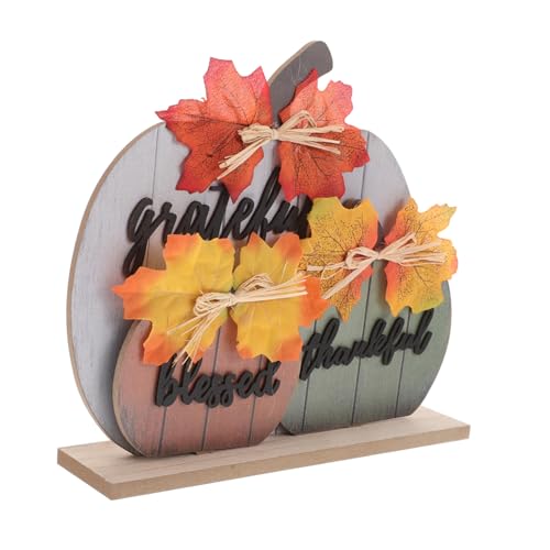Vaguelly Kürbisornament aus Holz fallende Inneneinrichtung Herbstliche Tischdeko für zu Hause Herbstpartydekorationen Dankbare Tischdekoration Dekorationen für Zuhause Schild hölzern von Vaguelly