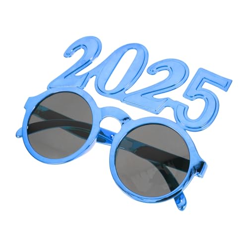 Vaguelly Leuchtende Neujahrsbrille Rundes Design Auffällige Partybrille für Silvester und Abschlussfeier Blau Stilvolle Foto Requisite für Festliche Atmosphäre von Vaguelly